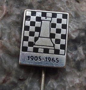 1965 Czech Chess Association 60th Anniversary Board Black Rook Castle Pin Badge - Picture 1 of 4