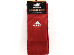 Adidas Traxion Menace Crew Socks Men's Basketball Red Grey Size XL New!