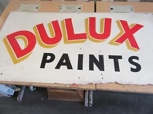 VINTAGE DULUX FARBEN SCHILD 46 X 23 ZOLL HANDBEMALT HARTFASERPLATTE TOLLES DEKORATEURSTÜCK - Bild 1 von 11