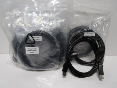 Shielded 6ft. USB 3.0/3.1 5Gbps Type A Male to B Male Black Cable. NEW. QTY=13. - Image 1 of 3