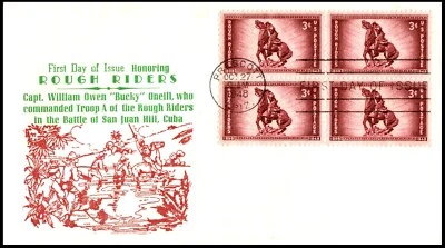 973 - 39 Rough Riders FDC,M Sanders cachet,B4,Open Flap,未解决。 — 第 1/3 张图片