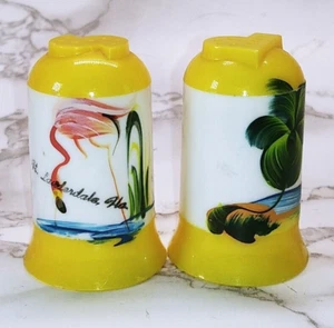 Juego de coctelera de sal y pimienta vintage pintada a mano de plástico Ft. Lauderdale Florida - Imagen 1 de 4