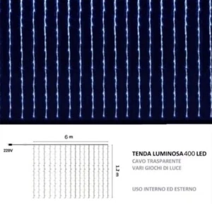 Tenda Luminosa Natalizia bianco freddo 6m x 1MT  400led  NO PROLUNGABILE - Foto 1 di 3