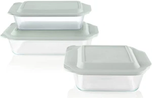 Pyrex Deep 3-Pack Glass Baking Dish Set (9"X13", 7"X11", 8"X8") with Bpa-Free Li - Picture 1 of 8