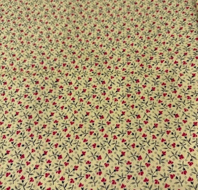 Butter Churn & Cheddar 1/4 yard Fabric 39" Floral Print Yellow & Red Cotton Quil - Image 1 of 4
