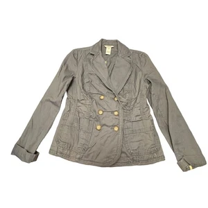 Sundance Utility Jacket Women's Sz PXS Gray L/S Pockets Raw Hems Double Breasted - Picture 1 of 6