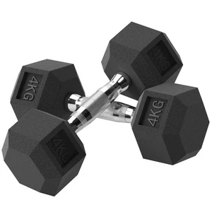 HOMCOM 2x4kg Juego de Mancuernas Hexagonales de Goma Hogar Gimnasio Fitness Kit de Pesas 2PACK NEGRO UK - Imagen 1 de 10