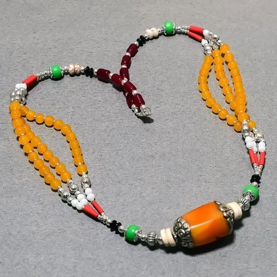 Collana gioielli nepalesi moda fatta a mano turchese tibetano multi onice... - Immagine 1 di 4