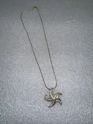 Sterling Silver 925 Starry Starfish Necklace By Big Blue Roland St. John 16” - Image 1 of 4