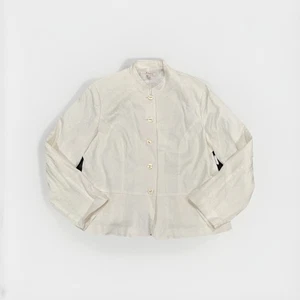 JM Collection Long Sleeve Blazer Linen Plus Sz 18 Button Front Ivory NWT - Picture 1 of 7