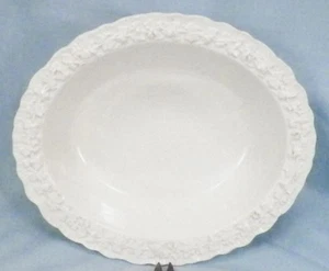 Wedgwood Queen's Ware Vegetable Bowl Embossed Grapes Porcelain Cream on Cream 2 - Picture 1 of 8