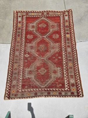 Antique Kazak Caucasian Rug hand knotted Armenia or Azerbaijan circa 1880's. RED - Image 1 of 4