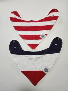 2er Set Lätzchen rot weiß & blau Bandana Style Parker Baby Co Druckknöpfe Bio  - Bild 1 von 8