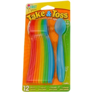5 Pack The First Years Take & Toss Infant Spoons, Assorted Colors, 12 Ct - Picture 1 of 2