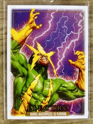 🔥 2024 Marvel Masterpieces ‘92 Platinum #23 ELECTRO ⚡️ LEATHER VARIANT 🔥 - Image 1 of 2