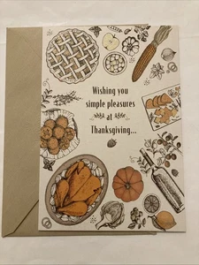 Happy Thanksgiving Hallmark Greeting Card Thanksgiving Dinner Turkey Pumpkin - Picture 1 of 5