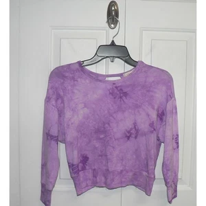 Walking On Sunshine Girls Twist Back Pullover in Violet Tie Dye Small MSRP $38 - Picture 1 of 3