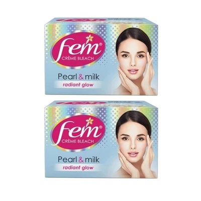 Fem Pearl & Milk Radiant Glow Creme Bleach 24 gm pack of 2 - Image 1 of 3
