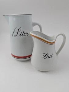 PILLIVUYT FRENCH PORCELAIN CREAMERS, Lot/2 Pitchers Made In France - Picture 1 of 4