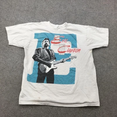 复古 Eric Clapton 衬衫男式特大号白色乐队巡回 T 恤图形 1988 80 年代 — 第 1/4 张图片