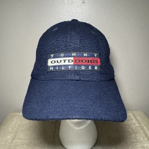 Vintage RARE 90s Tommy Hilfiger Outdoors Hat Cap Fleece Strapback Made in USA - Picture 1 of 12
