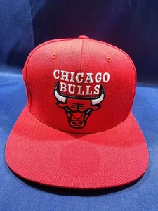 Chicago Bulls Mitchell & Ness Hat Red Wool Adjustable Snapback Cap - Picture 1 of 14