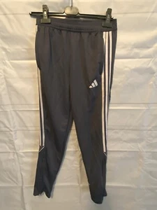 Adidas Youth 13/14 Gray/White AeroReady Track Pants Zip Hem /Pockets 26-32Wx29L - Picture 1 of 10
