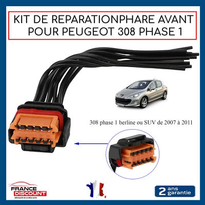 Connettore Fari Anteriori Per PEUGEOT 308 Riparazione Presa Cablaggio Fuso - Immagine 1 di 4