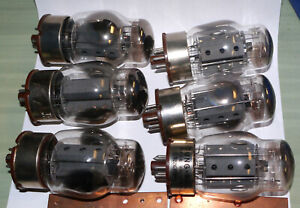 6 Assorted 6550 vacuum tubes.  1 RCA, 3 Tung-Sol and 2 Unmarked Tung-Sol audio
