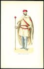 1845 - Antique Lithograph Print ORDRES RELIGIEUX Templier Guerre Costume (OR108)