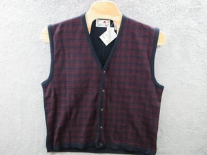 NWT Florence Tricot Italian Knit Sweater Vest Wool Blend Men XL Blue/Maroon - Picture 1 of 10