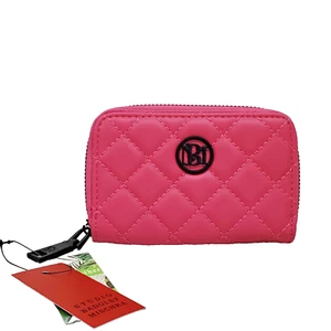 Badgley Mischka Hot Pink kleine gesteppte Diamant umlaufender Reißverschluss Geldbörse mit Schlüsselring - Bild 1 von 8