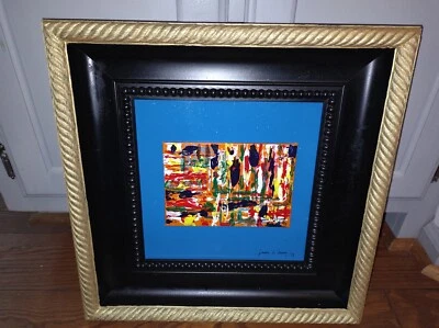 Large Framed Signed Modern Art Abstract Acrylic Painting w/COA Multi Colors - Image 1 of 4