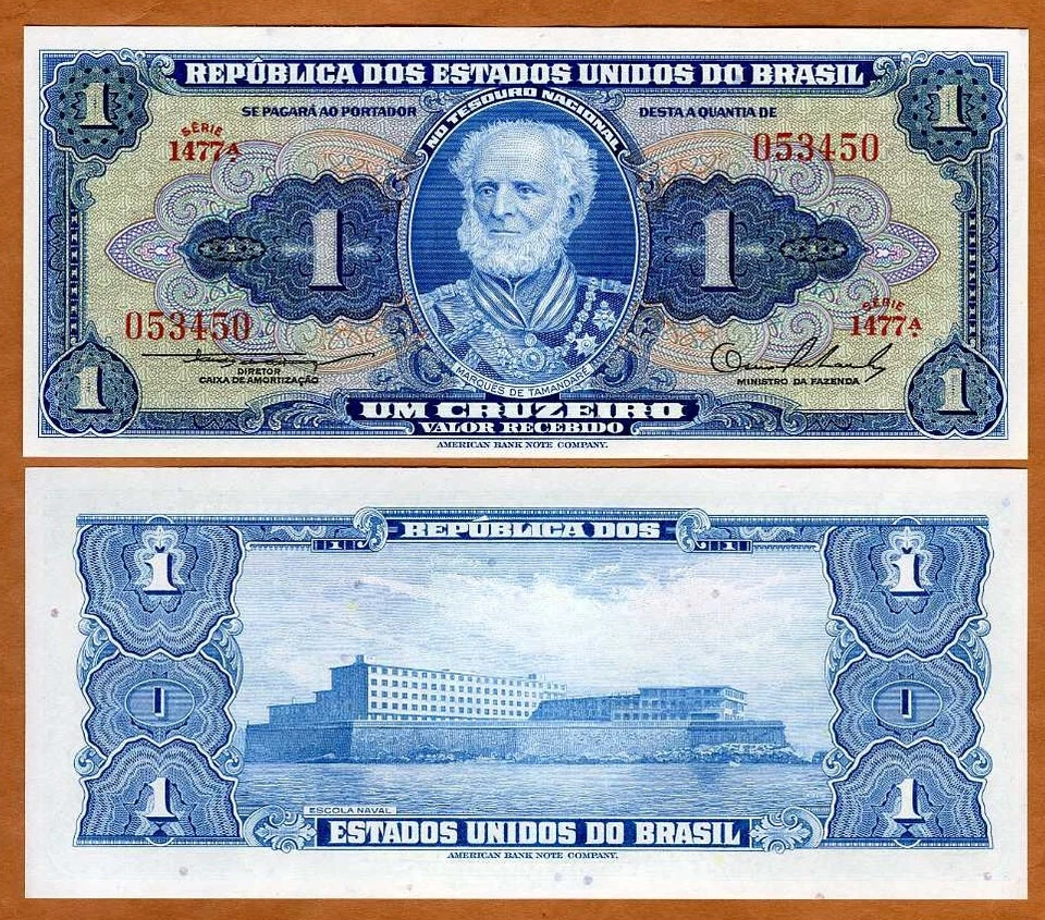 Бразилия, 1 крузейро (1954), P-150a, не бывшая в обращении - Изображение 1 из 1