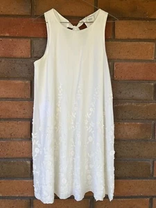 Eci New York Floral A-Line Dress Tie Back Midi | Ivory | Women's Size Medium - Picture 1 of 11