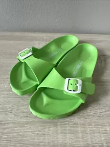 Birkenstock Sandals Womens Size 9 Lime Green Madrid Eva Brat Summer Beachy - Picture 1 of 7