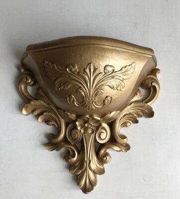 Aplique de pared vintage 1978 Syroco HOMCO imitación planta flor oro 6050 Foto 1 de 4