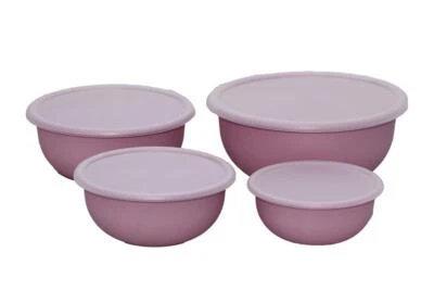 Kunststoff Schüssel Set mit Deckel 8 teilig altrosa - Bild 1 von 4