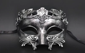 Silver Roman God Mask Men's Masquerade Mask Greek God Mask Masquerade Mask Mardi - Picture 1 of 5