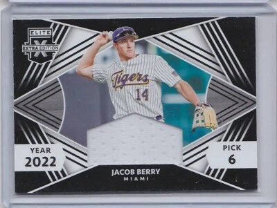 2023 Panini Elite Extra Edition JACOB BERRY Miami Marlins FIRST ROUND MATERIALS - Image 1 of 2