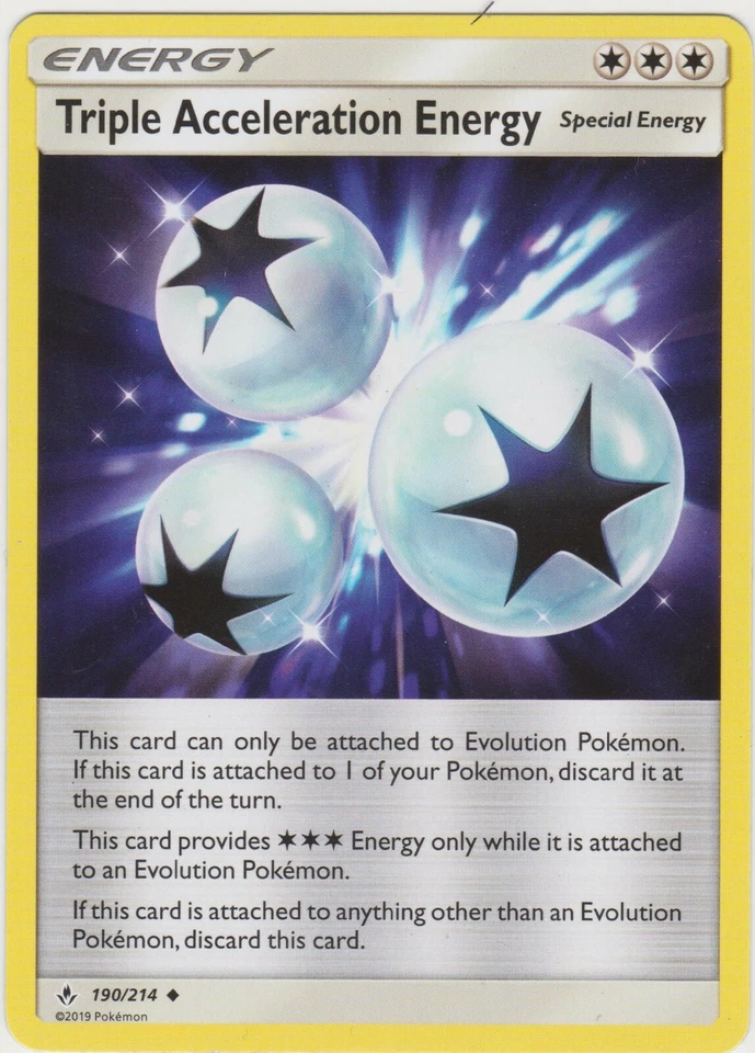 Pokemon TCG SM Unbroken Bonds 190/214 Triple Acceleration Energy Card - Image 1 of 1