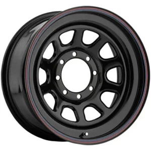 AWC Blk Daytona 16x8 8x165.1 -6et 130.81 Blk w/RB Pin Stripes Wheels - Picture 1 of 1