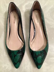 Pour La Victoire Riva Flat Ballet Emerald Snake Leather Shoes 8M