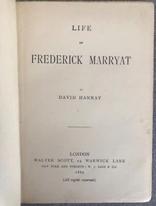 Life of Frederick Marryat 1889 HB by David Hannay in nice condition! - Picture 1 of 8
