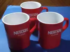 3 x Nestle NESCAFE Classic Red Coffee Rare Vintage Cups/Mugs Ceramic Porcelain ! - Picture 1 of 5