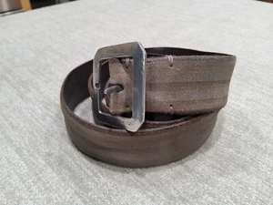 Men's John Varvatos Artisan Collection Guitar Pewter Buckle Leather Belt Size 42 - Picture 1 of 12