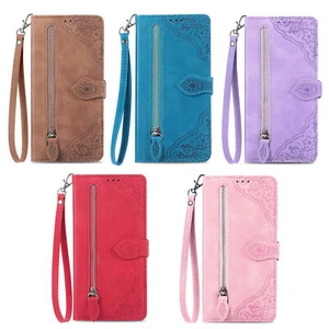 Para iPhone 16Pro Max 15 16E Cartera con Cremallera Cuero PU Abatible Soporte Correa Estuche Rígido - Imagen 1 de 42