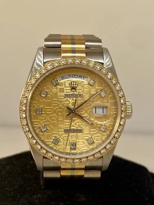 Rolex Day Date 18k Gold Tridor President Diamond Bezel Champagne Watch 18349BIC - Picture 1 of 11