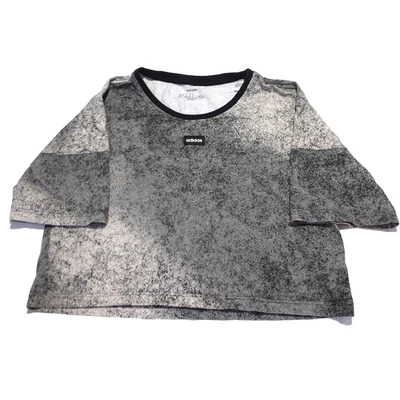 Camisa Adidas Mujer Gris Mediana Manga Corta Manga Campana Corta Ombre Gimnasio Foto 1 de 4