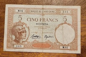 New Caledonia PK #36 ND(1926) 5 Francs Circulated Banknote - Picture 1 of 2